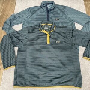 L.L.Bean Sweatshirt Mens XL Green Snap Pullover Lot 2 Outdoor Knit Fleece